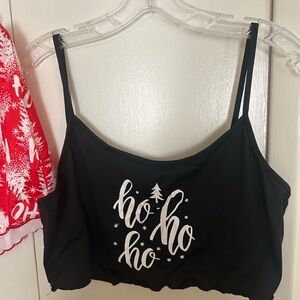 SHEIN Black Holiday 'ho ho ho' Cami Crop Top and Sleep Shorts